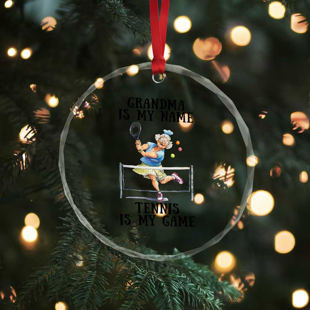 Funny Tennis Quote Crystal Glass Ornament Grandma Is My Name Tennis Is My Game TS12 Print Your Wear