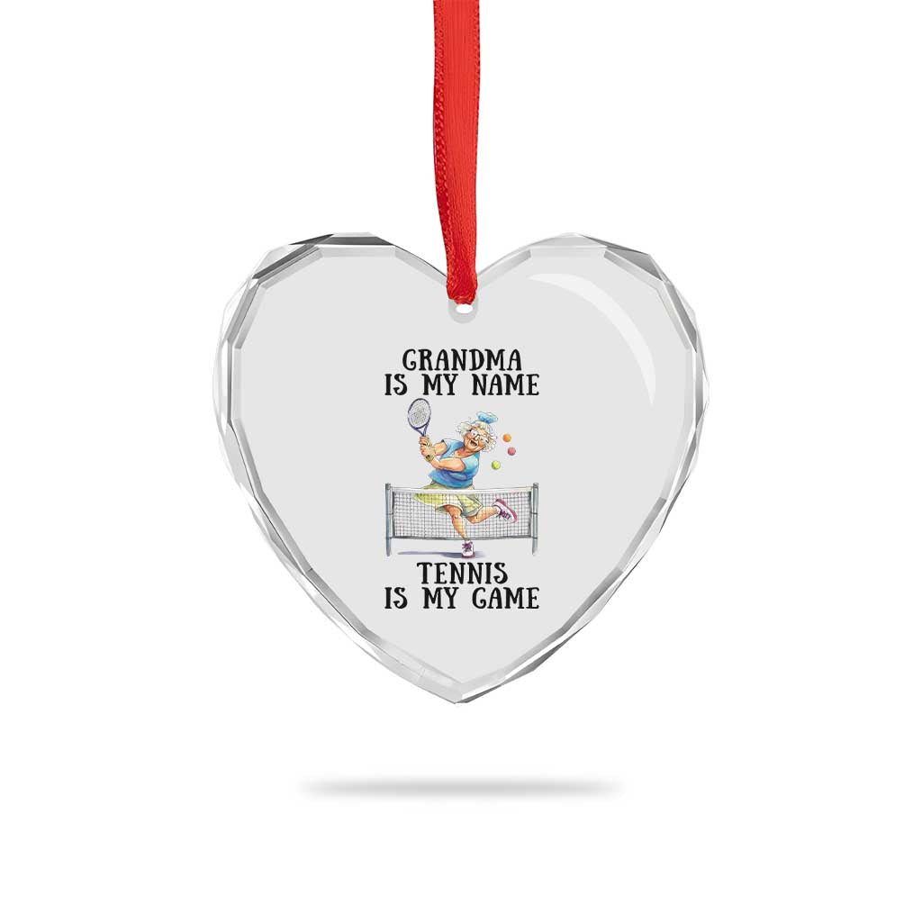 Funny Tennis Quote Heart Crystal Glass Ornament Grandma Is My Name Tennis Is My Game TS12 Print Your Wear