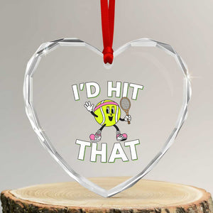 Funny Tennis Quote Heart Crystal Glass Ornament Id Hit That TS12 Transparent Glass 3'' Heart Print Your Wear