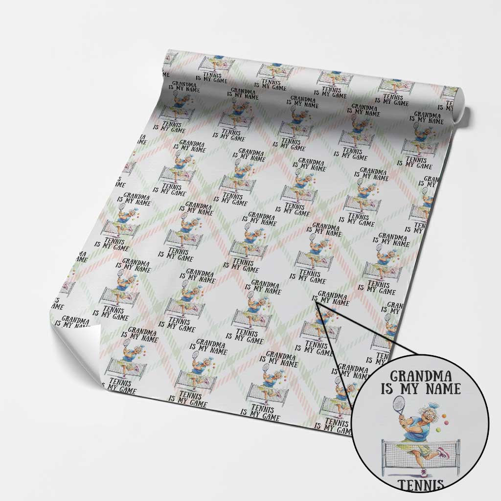 Funny Tennis Quote Wrapping Paper Roll Grandma Is My Name Tennis Is My Game TS12 Christmas Plaid Print Your Wear