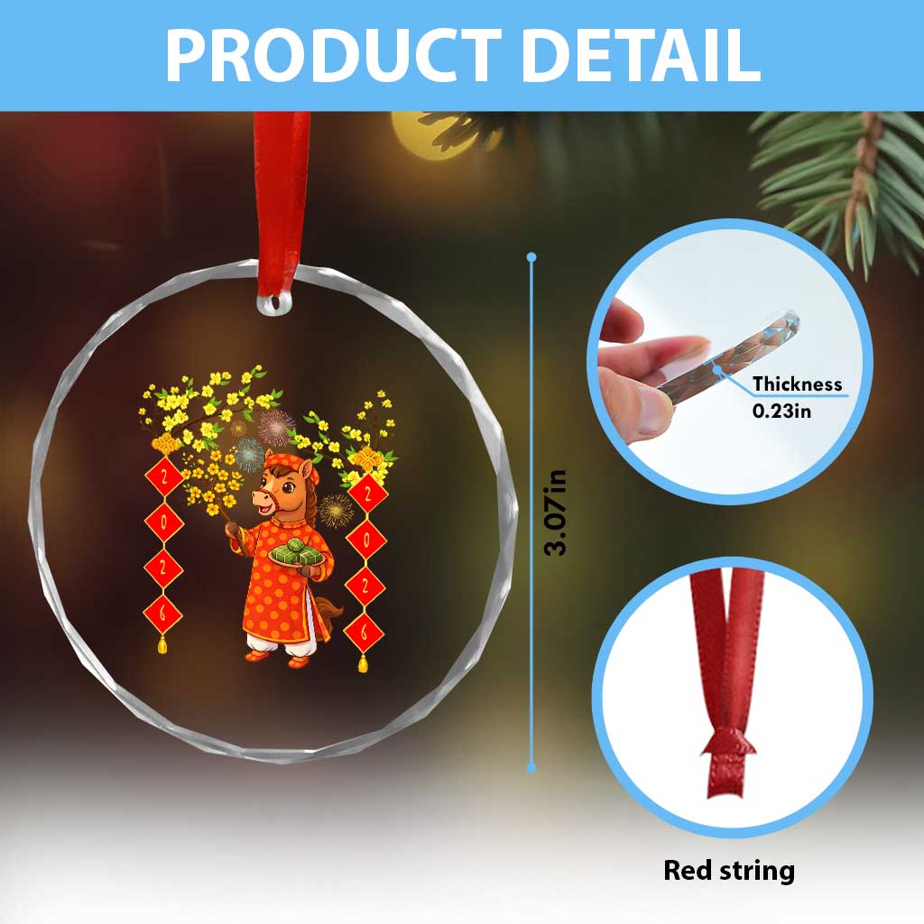Funny Tet Holiday Crystal Glass Ornament Cute Horse In Ao Dai TS12 Print Your Wear
