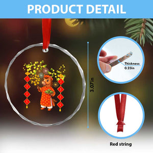 Funny Tet Holiday Crystal Glass Ornament Cute Horse In Ao Dai TS12 Print Your Wear