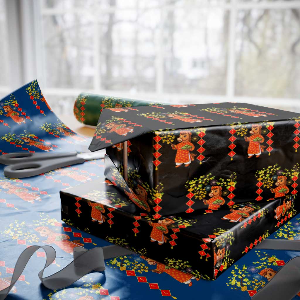 Funny Tet Holiday Wrapping Paper Roll Cute Horse In Ao Dai TS12 Black Print Your Wear