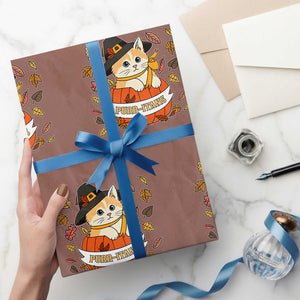 Funny Thanksgiving Cat Lover Wrapping Paper Roll Purritans Pilgrim Puritans Hat TS11 Mocha Print Your Wear
