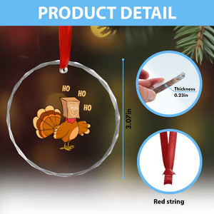 Funny Thanksgiving Christmas Triple Ho Santa Turkey Crystal Glass Ornament TS11 Print Your Wear