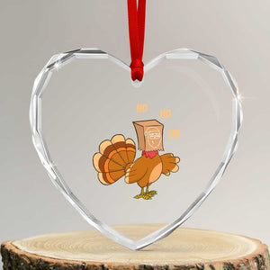 Funny Thanksgiving Christmas Triple Ho Santa Turkey Heart Crystal Glass Ornament TS11 Transparent Glass 3'' Heart Print Your Wear