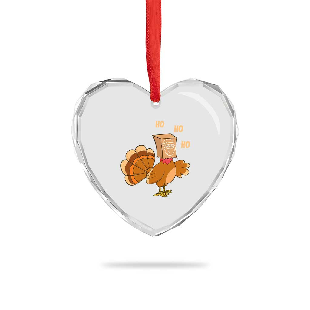 Funny Thanksgiving Christmas Triple Ho Santa Turkey Heart Crystal Glass Ornament TS11 Print Your Wear
