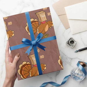 Funny Thanksgiving Christmas Triple Ho Santa Turkey Wrapping Paper Roll TS11 Mocha Print Your Wear