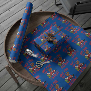 Funny Thanksgiving Christmas Wrapping Paper Roll Wait Your Turn Fat Boy Turkey Santa TS11 Blue Print Your Wear