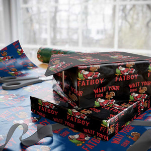 Funny Thanksgiving Christmas Wrapping Paper Roll Wait Your Turn Fat Boy Turkey Santa TS11 Black Print Your Wear