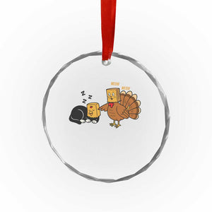 Funny Thanksgiving Crystal Glass Ornament Turkey Fake Cat Meow TS14 Print Your Wear