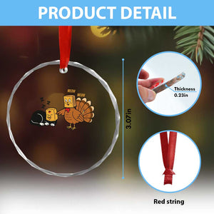 Funny Thanksgiving Crystal Glass Ornament Turkey Fake Cat Meow TS14 Print Your Wear