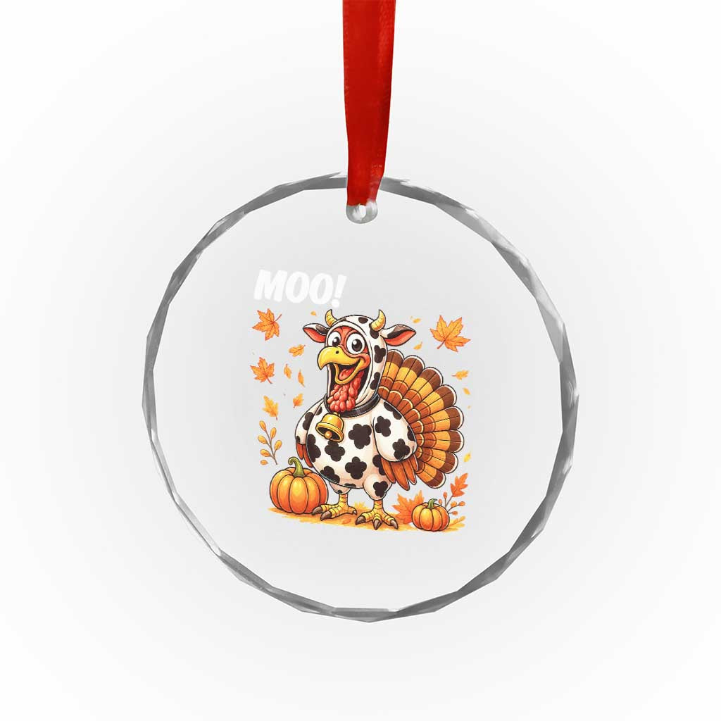 Funny Thanksgiving Crystal Glass Ornament Turkey Moo TS14 Print Your Wear