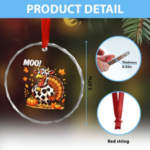 Funny Thanksgiving Crystal Glass Ornament Turkey Moo TS14 Print Your Wear