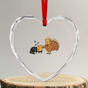 Funny Thanksgiving Heart Crystal Glass Ornament Turkey Fake Cat Meow TS14 Transparent Glass 3'' Heart Print Your Wear