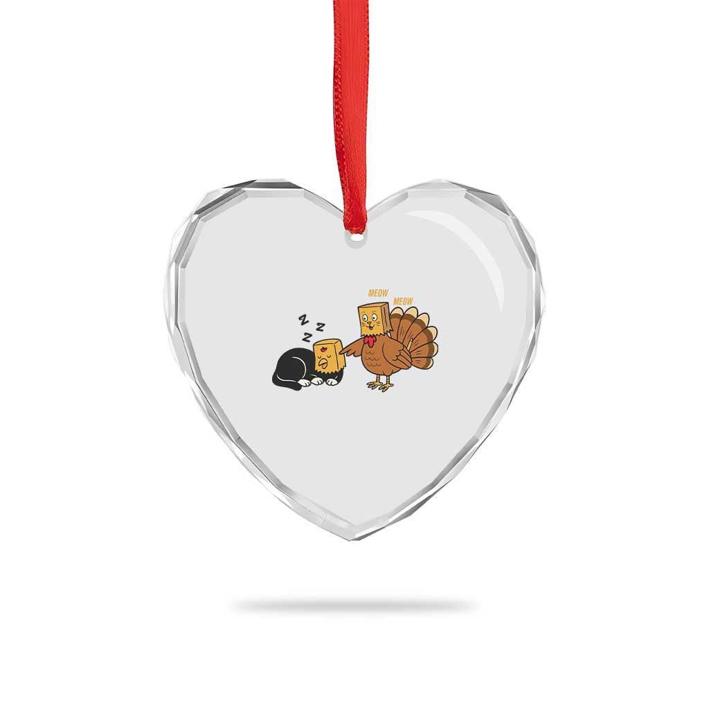 Funny Thanksgiving Heart Crystal Glass Ornament Turkey Fake Cat Meow TS14 Print Your Wear