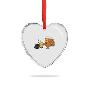 Funny Thanksgiving Heart Crystal Glass Ornament Turkey Fake Cat Meow TS14 Print Your Wear