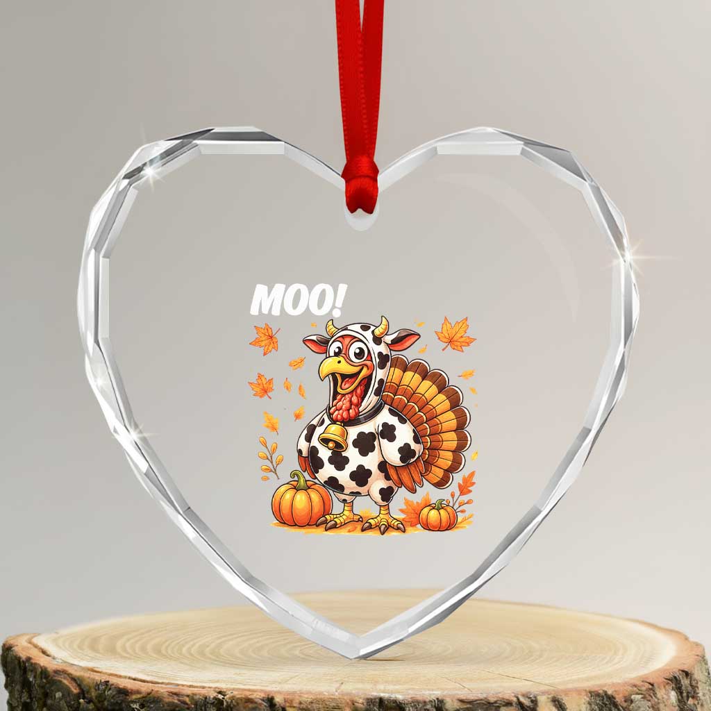 Funny Thanksgiving Heart Crystal Glass Ornament Turkey Moo TS14 Transparent Glass 3'' Heart Print Your Wear