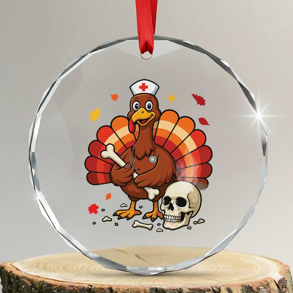 Funny Thanksgiving Nurse Turkey Crystal Glass Ornament Fall RN TS14 Transparent Glass 3'' Circle Print Your Wear