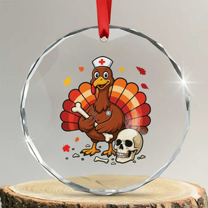 Funny Thanksgiving Nurse Turkey Crystal Glass Ornament Fall RN TS14 Transparent Glass 3'' Circle Print Your Wear