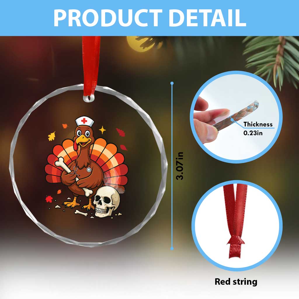 Funny Thanksgiving Nurse Turkey Crystal Glass Ornament Fall RN TS14 Print Your Wear