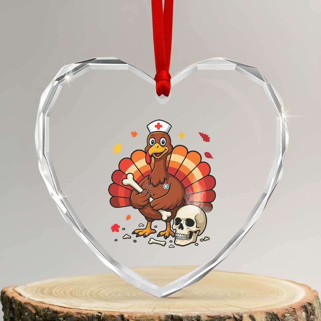 Funny Thanksgiving Nurse Turkey Heart Crystal Glass Ornament Fall RN TS14 Transparent Glass 3'' Heart Print Your Wear