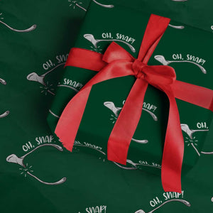 Funny Thanksgiving Oh Snap Wrapping Paper Roll Turkey Wishbone TS11 Green Print Your Wear