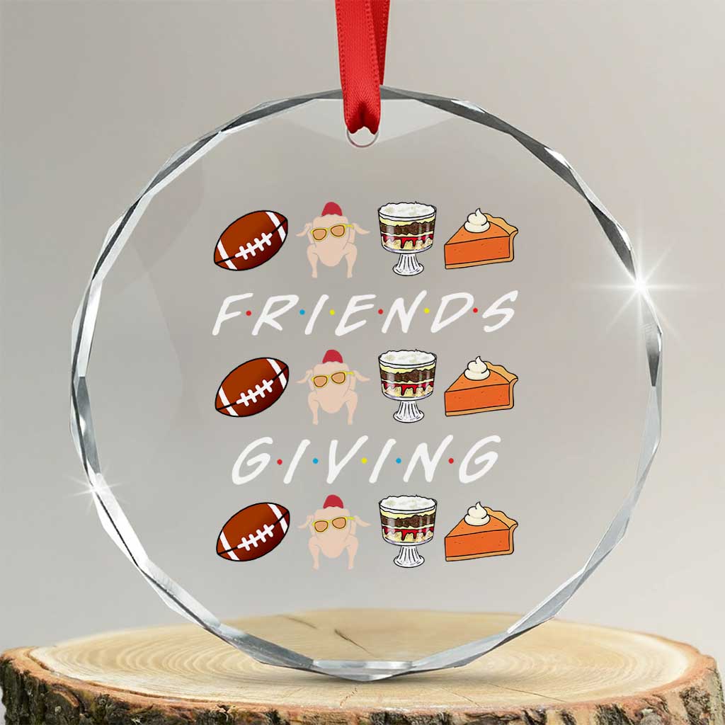 Funny Thanksgiving Thankful Friends Giving Party Crystal Glass Ornament TS11 Transparent Glass 3'' Circle Print Your Wear