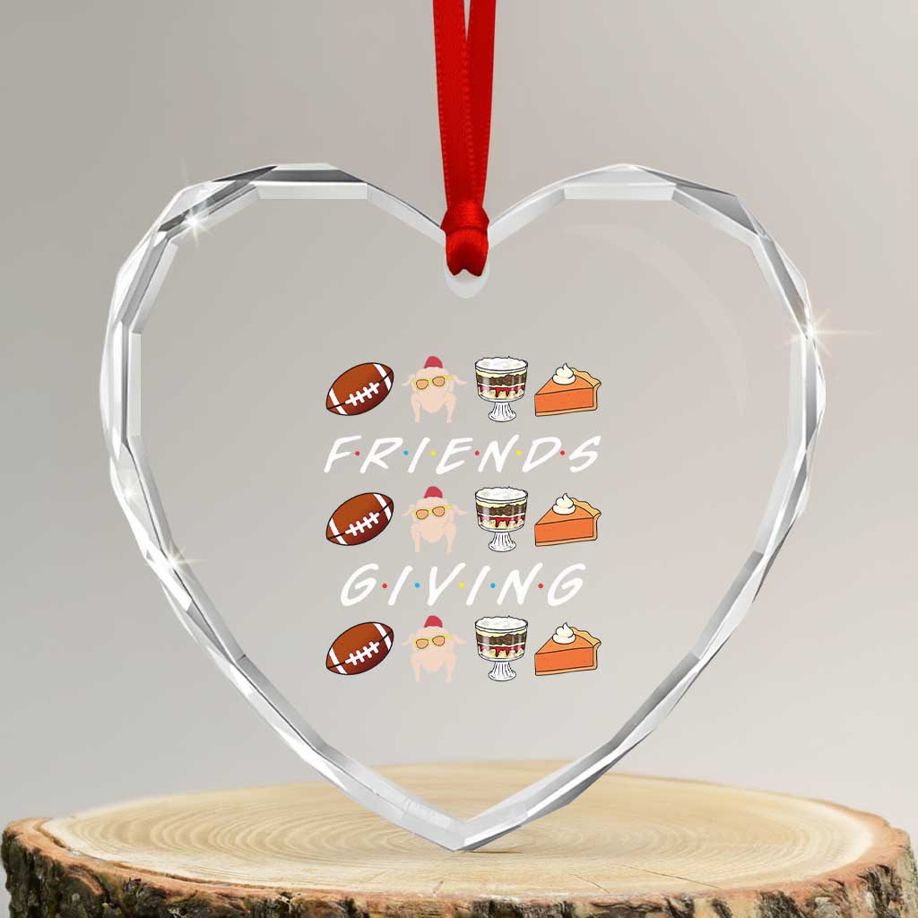 Funny Thanksgiving Thankful Friends Giving Party Heart Crystal Glass Ornament TS11 Transparent Glass 3'' Heart Print Your Wear