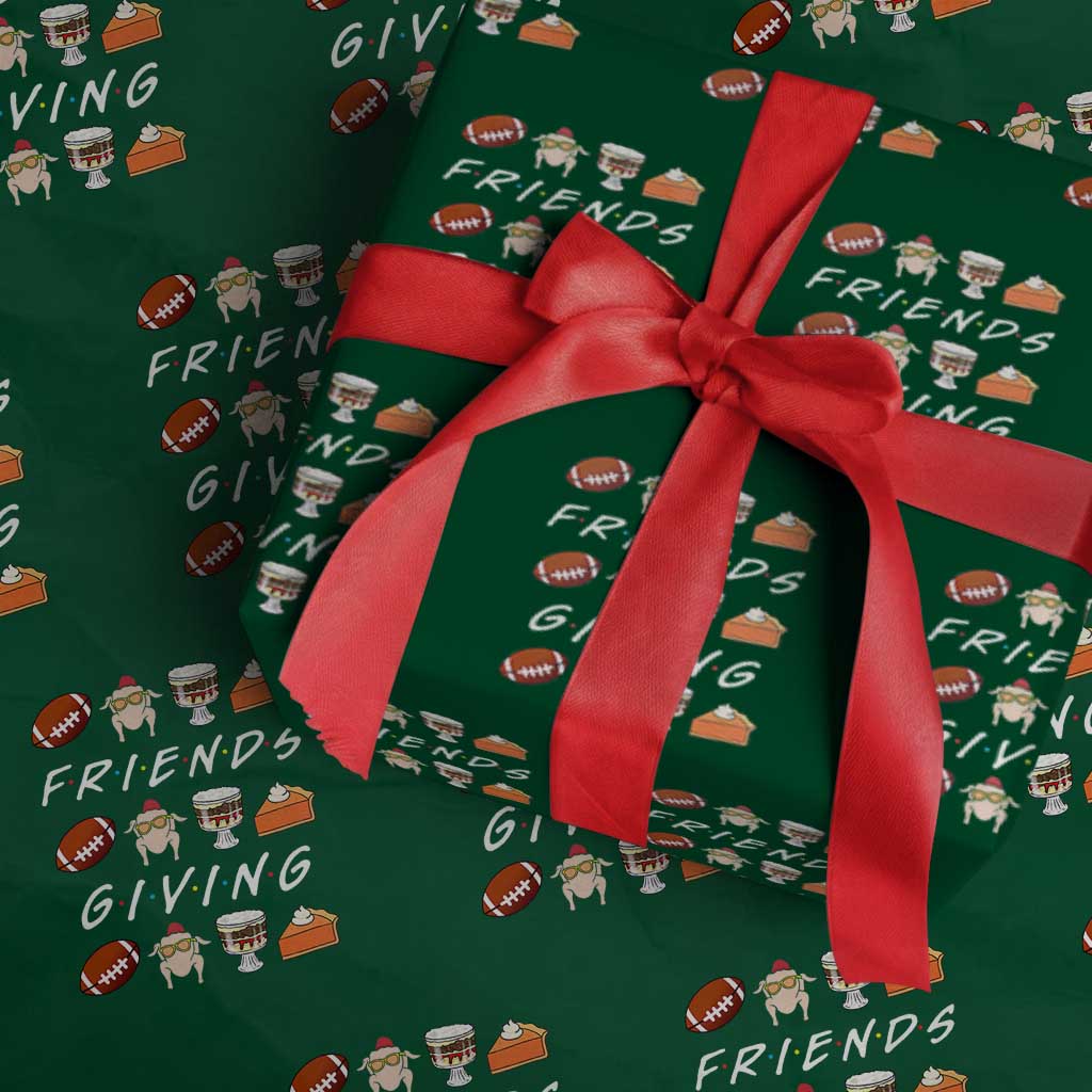 Funny Thanksgiving Thankful Friends Giving Party Wrapping Paper Roll TS11 Green Print Your Wear