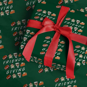 Funny Thanksgiving Thankful Friends Giving Party Wrapping Paper Roll TS11 Green Print Your Wear