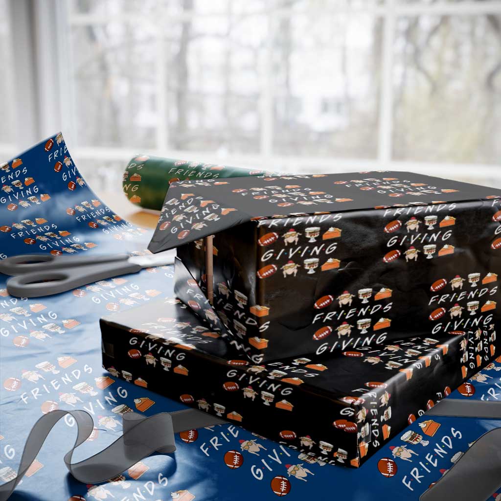 Funny Thanksgiving Thankful Friends Giving Party Wrapping Paper Roll TS11 Black Print Your Wear