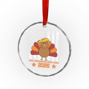 Funny Thanksgiving Trump 2025 Crystal Glass Ornament Make Thanksgivings Great Again Turkey American Flag TS10 Print Your Wear