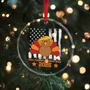 Funny Thanksgiving Trump 2025 Crystal Glass Ornament Make Thanksgivings Great Again Turkey American Flag TS10 Print Your Wear