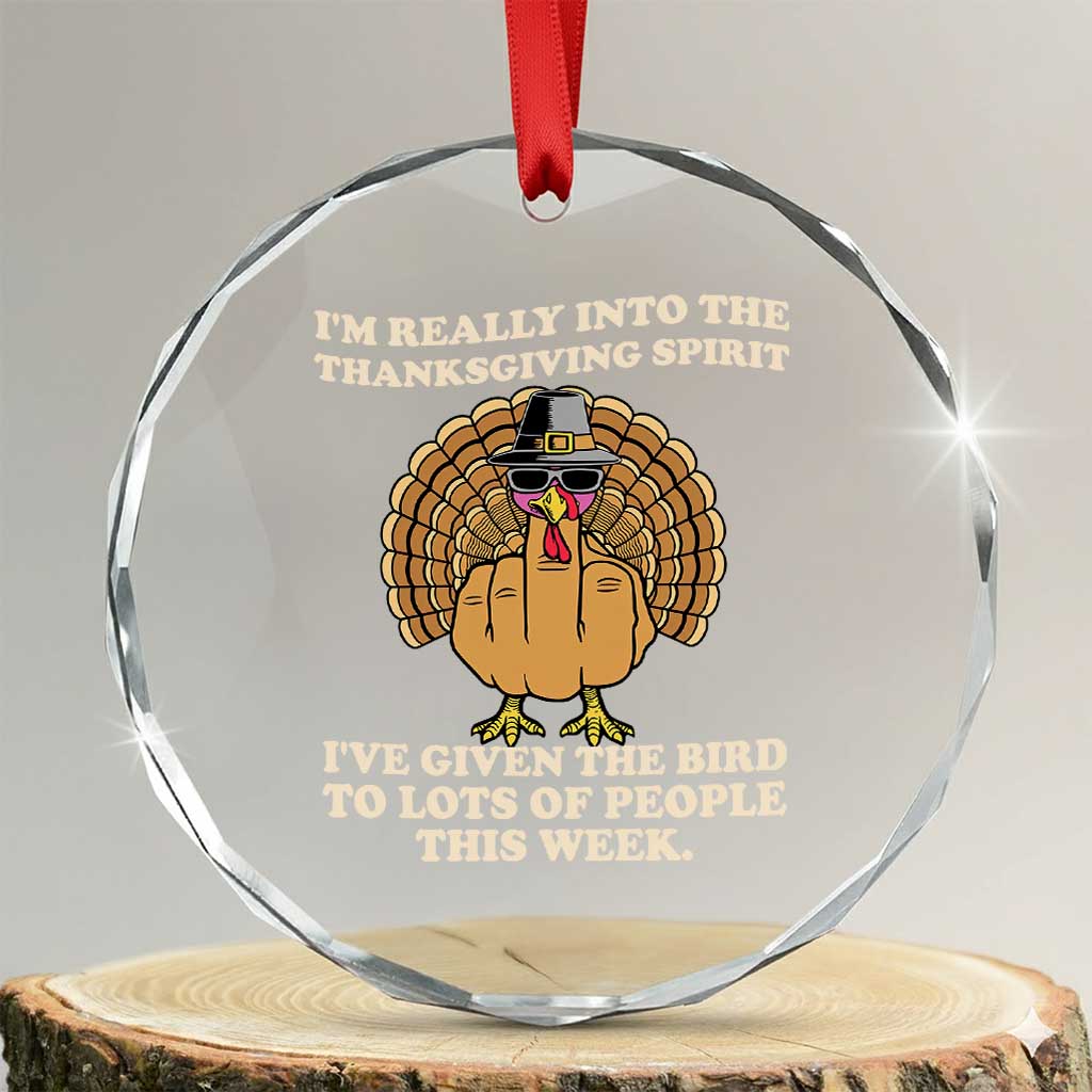 Funny Thanksgiving Turkey Crystal Glass Ornament I Am Really Into The Thanksgiving Spirit I Have Given The Bird TS11 Transparent Glass 3'' Circle Print Your Wear