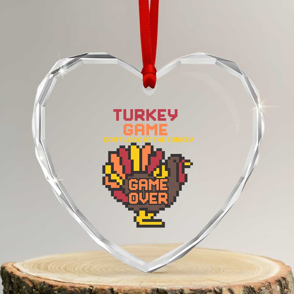 Funny Thanksgiving Turkey Heart Crystal Glass Ornament Turkey Game Dont Look At The Turkey TS11 Transparent Glass 3'' Heart Print Your Wear