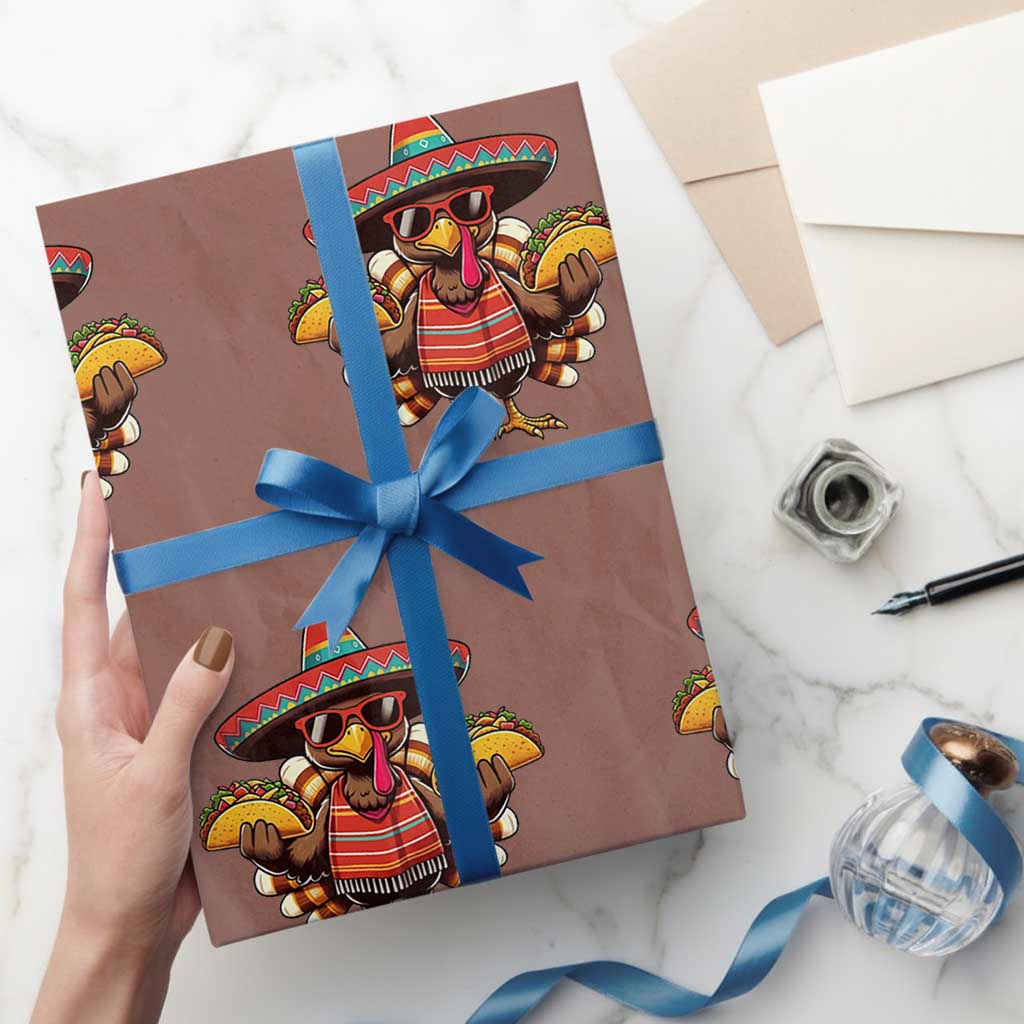 Funny Thanksgiving Turkey Wrapping Paper Roll Taco Mexican Christmas TS14 Mocha Print Your Wear