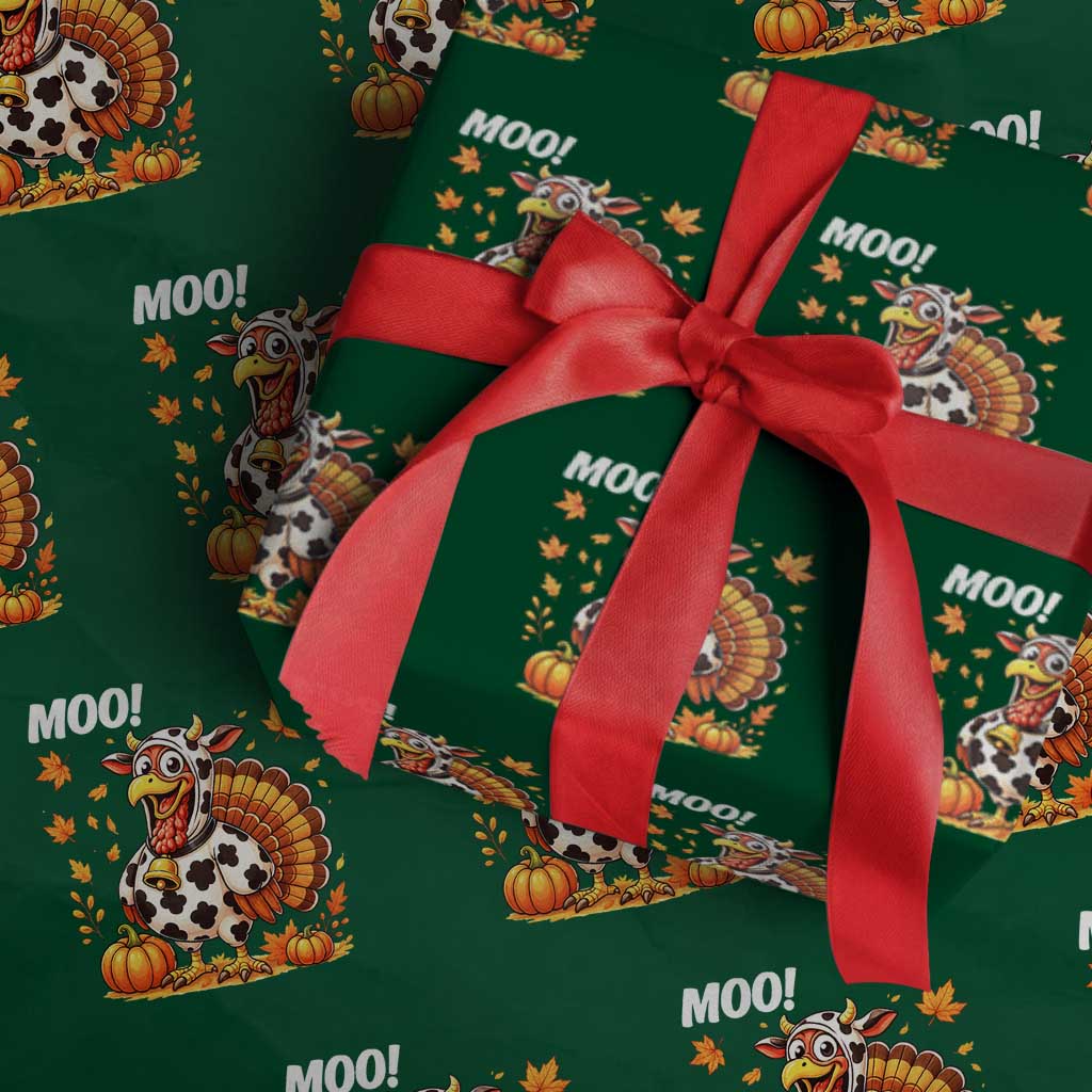 Funny Thanksgiving Wrapping Paper Roll Turkey Moo TS14 Green Print Your Wear