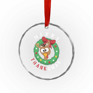Funny Thanksgiving Xmas Crystal Glass Ornament Merry Thanksmas Turkey Reindeer Antler TS11 Print Your Wear