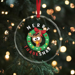 Funny Thanksgiving Xmas Crystal Glass Ornament Merry Thanksmas Turkey Reindeer Antler TS11 Print Your Wear