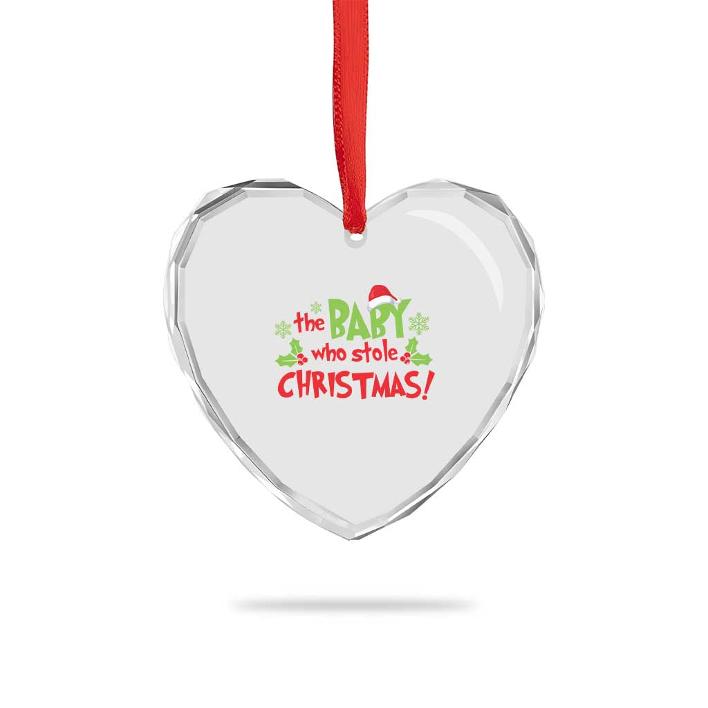 Funny The Baby Who Stole Xmas Heart Crystal Glass Ornament First Xmas Santa Hat Mistletoe TS11 Print Your Wear