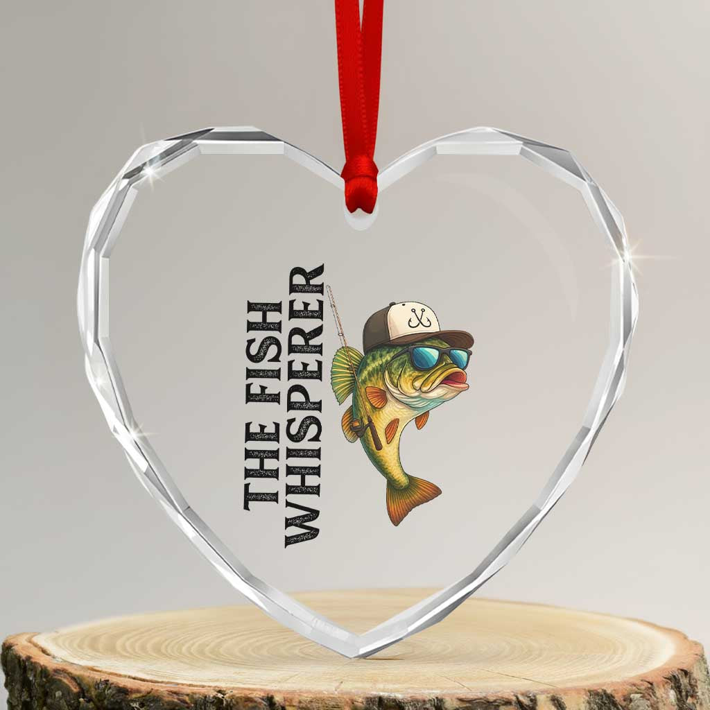 Funny The Fish Whisperer Fishing Heart Crystal Glass Ornament Angler Lover Gift TS12 Transparent Glass 3'' Heart Print Your Wear
