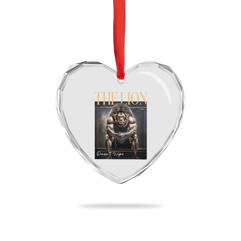 Funny The Lion Doesnt Wipe Heart Crystal Glass Ornament Gen Z Joke Brainrot Raunchy Meme TS11 Print Your Wear