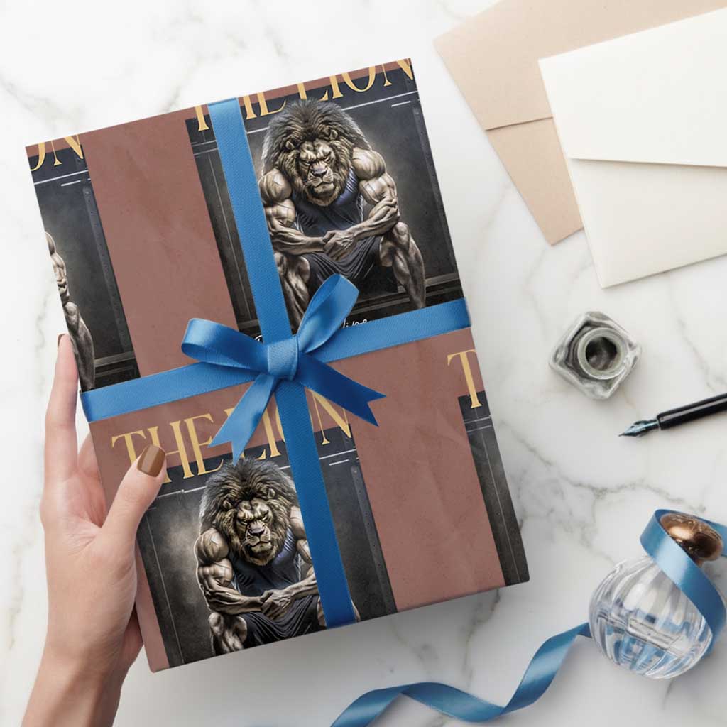 Funny The Lion Doesnt Wipe Wrapping Paper Roll Gen Z Joke Brainrot Raunchy Meme TS11 Mocha Print Your Wear