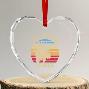 Funny The Moose Is Loose Heart Crystal Glass Ornament Moose Lover Retro Vintage TS11 Transparent Glass 3'' Heart Print Your Wear