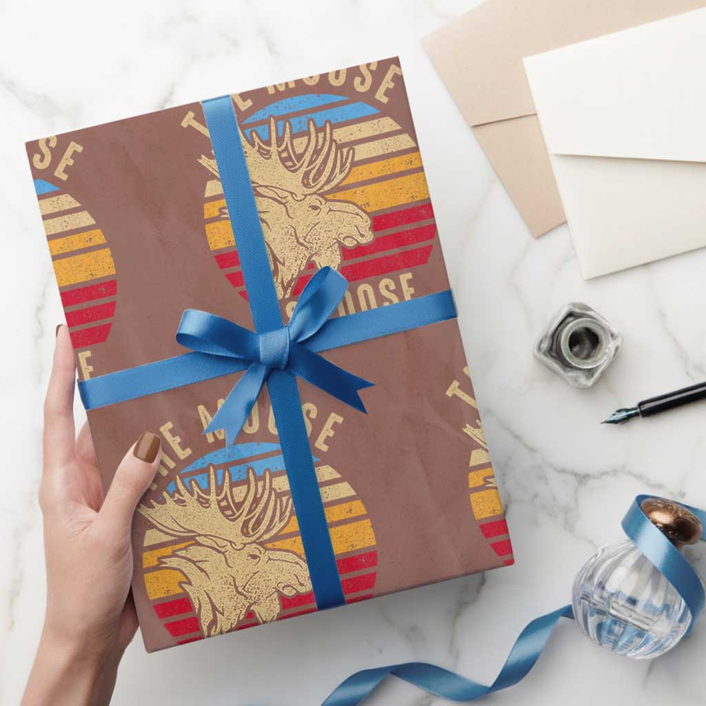 Funny The Moose Is Loose Wrapping Paper Roll Moose Lover Retro Vintage TS11 Mocha Print Your Wear