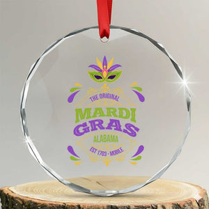 Funny The Original Mardi Gras Mobile Alabama Est 1703 Crystal Glass Ornament TS11 Transparent Glass 3'' Circle Print Your Wear
