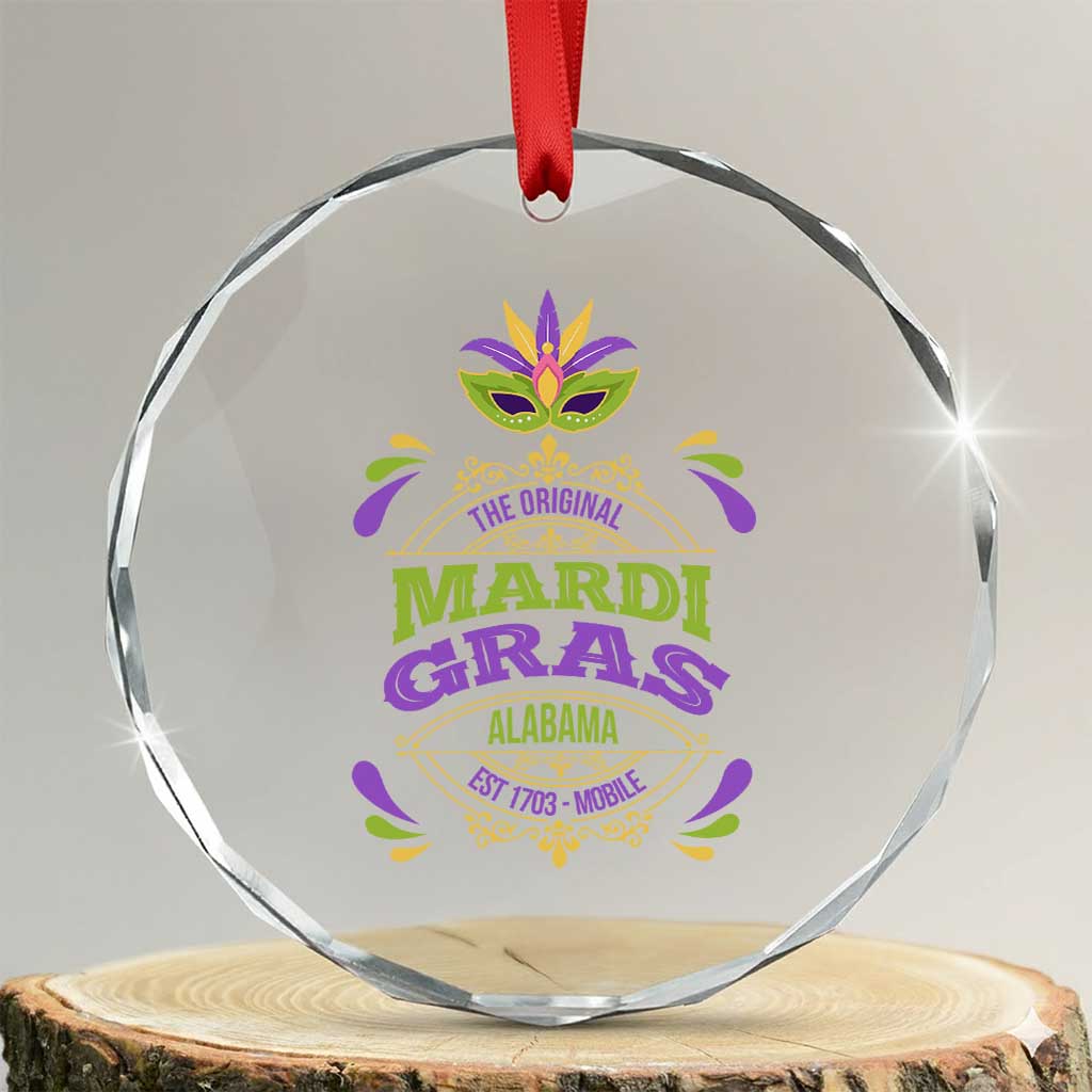 Funny The Original Mardi Gras Mobile Alabama Est 1703 Crystal Glass Ornament TS11 Transparent Glass 3'' Circle Print Your Wear