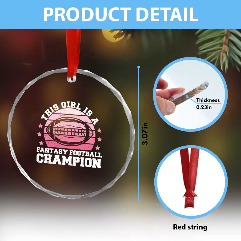 Funny This Girl Is A Fantasy Football Champion Crystal Glass Ornament Retro Champ Champion Draft TS10 Print Your Wear