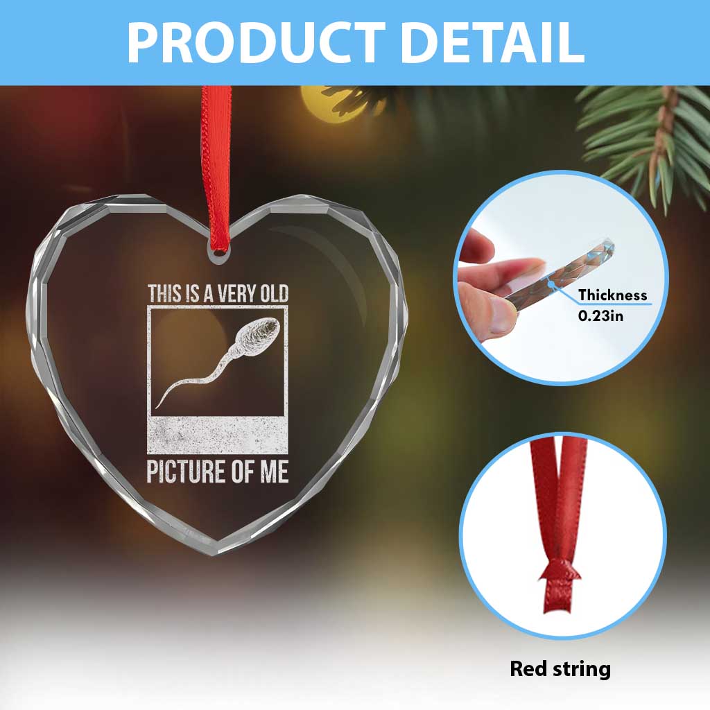 Funny This Is A Very Old Picture Of Me Heart Crystal Glass Ornament Adult Humor Gag Gift TS11 Print Your Wear